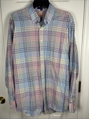 ALAN FLUSSER Men’s Long Sleeve Button Down Shirt Multicolor Plaid Size Large